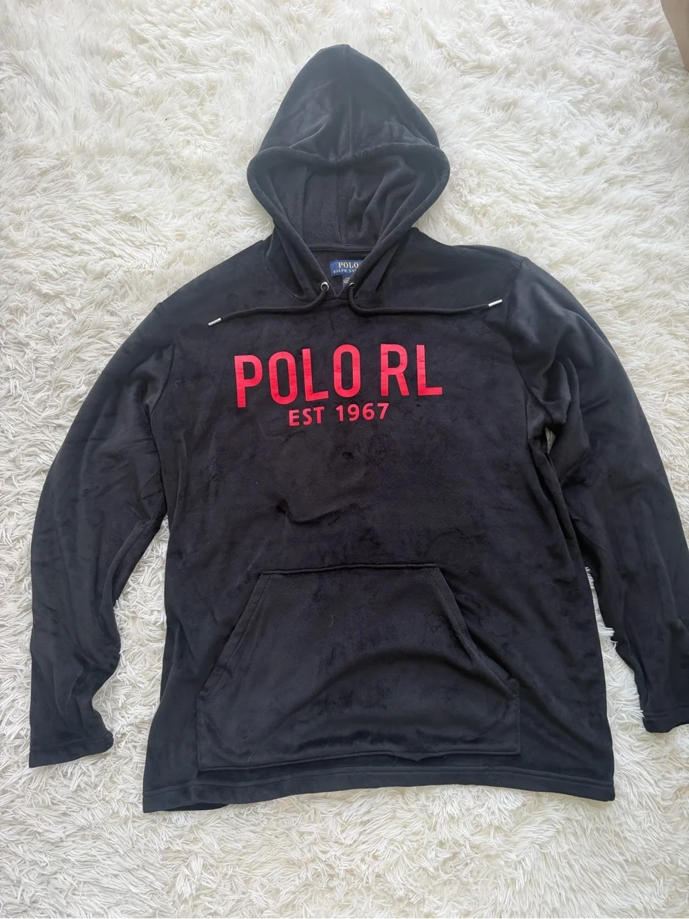 Polo by Ralph Lauren Black Hooded Pullover with Red Logo